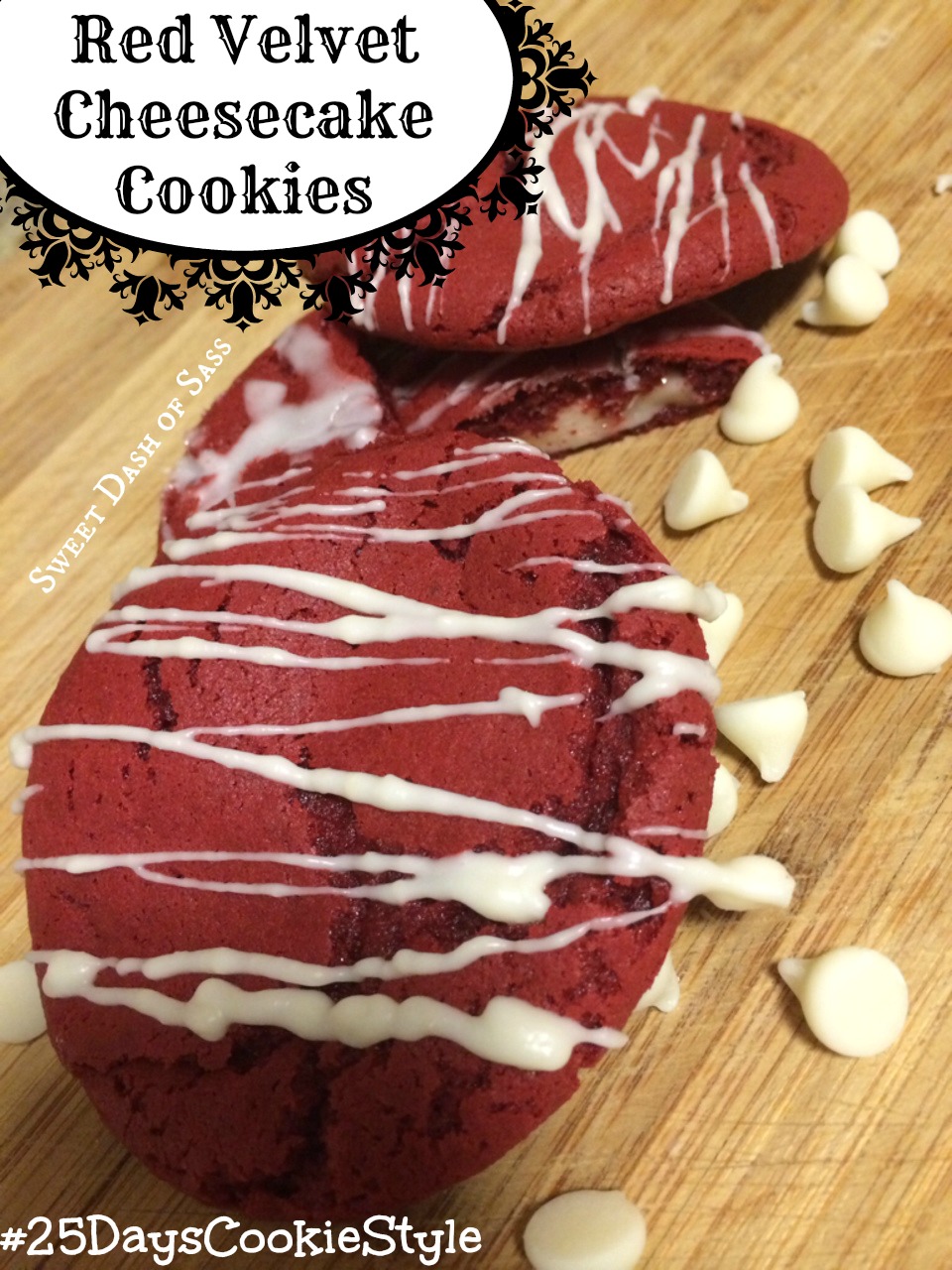 RedVelvet Cheesecake Cookies - www.SweetDashofSass.com #25DaysCookieStyle